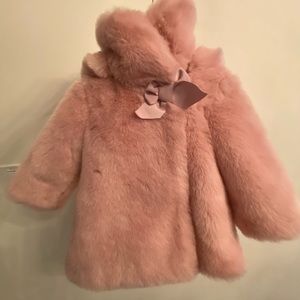 tartine et chocolat girls faux fur coat - 12m- hood detaches NEW WITH TAGS